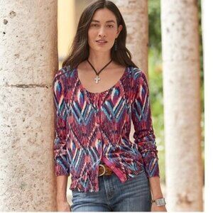 SUNDANCE Desert Essence Cardigan Lightweight Aztec Boho Print Cotton size L